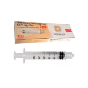 Seringa 3 ml sem agulha Luer Lock cx com 100 und – Descarpack