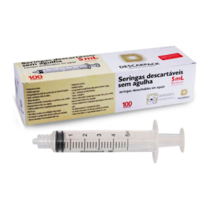 Seringa 5 ml sem agulha Luer Lock cx com 100 und – Descarpack