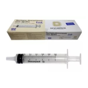 Seringa 3 ml sem agulha Luer Slip caixa com 100 und – Descarpack