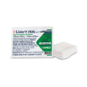 Compressa de Gaze Estéril Lívia (linha basic) 13 fios 7,5 cm x 7,5 cm pct com 10  – America Medical