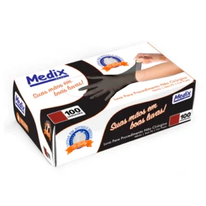 Luva Nitrílica Preta caixa com 100 und (P, M e G) - Medix