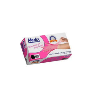 Luva Nitrílica Rosa caixa com 100 und (P, M e G) - Medix