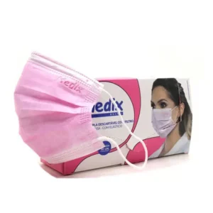 Máscara Rosa com Elástico caixa com 50 und - Medix