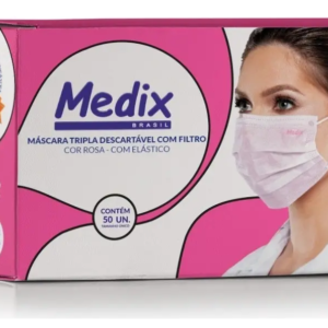 Máscara Tripla Descartável Rosa